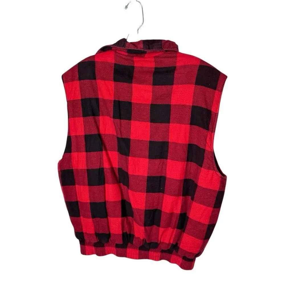 Ozark Trail Red Black Buffalo Plaid Flannel Padded Vest Size Large